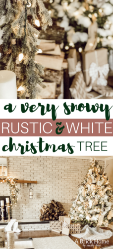 This Snowy white Christmas tree is both rustic and elegant. I CAN'T BELIEVE what she used for the snow on the tree! #christmastreedecor