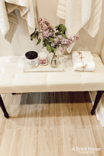 LOVING these towel hooks and the updated master bathroom space - A Brick Home #towelhooks