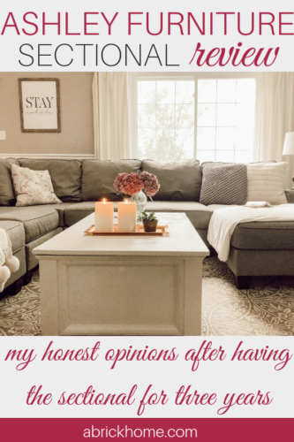 This Ashley Furniture sectional review is so honest and tells you EVERYTHING you need to know about it! #fabricsectional #ashleyfurniture #ashleyhomestore