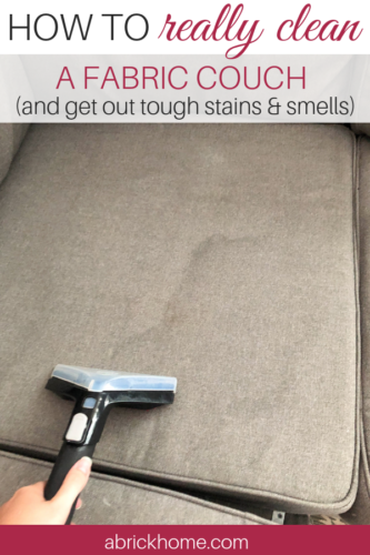 Marly uses THIS method to get stains and smells out her sectional. Learn how to really clean a fabric couch! #cleanafabriccouch #cleanupholstery