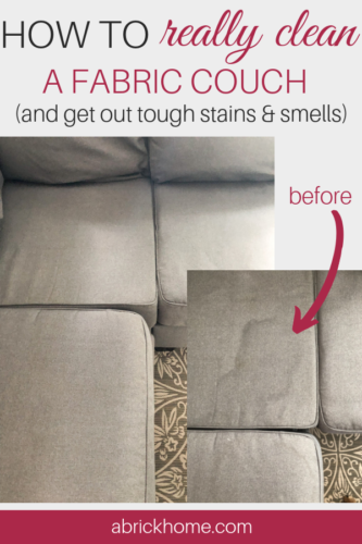 Marly uses THIS method to get stains and smells out her sectional. Learn how to really clean a fabric couch! #cleanafabriccouch #cleanupholstery