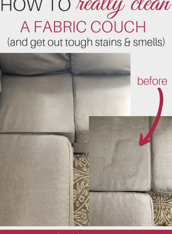 Marly uses THIS method to get stains and smells out her sectional. Learn how to really clean a fabric couch! #cleanafabriccouch #cleanupholstery