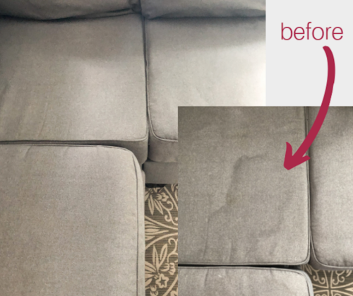 Marly uses THIS method to get stains and smells out her sectional. Learn how to really clean a fabric couch! #cleanafabriccouch #cleanupholstery