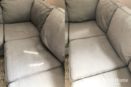 Marly uses THIS method to get stains and smells out her sectional. Learn how to really clean a fabric couch! #cleanafabriccouch #cleanupholstery