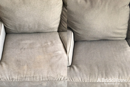 Marly uses THIS method to get stains and smells out her sectional. Learn how to really clean a fabric couch! #cleanafabriccouch #cleanupholstery