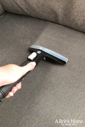 Marly uses THIS method to get stains and smells out her sectional. Learn how to really clean a fabric couch! #cleanafabriccouch #cleanupholstery