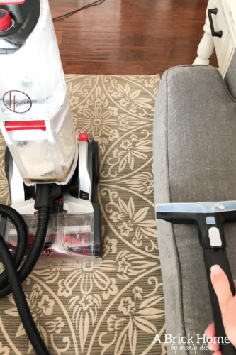 Marly uses THIS method to get stains and smells out her sectional. Learn how to really clean a fabric couch! #cleanafabriccouch #cleanupholstery