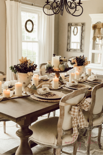 Try this fall table decor on a budget!! #falltabledecor #falltablescape