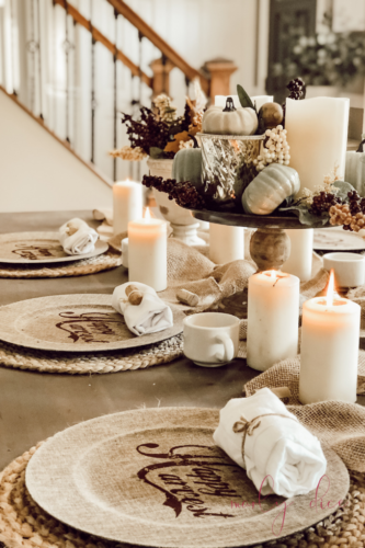 Try this fall table decor on a budget!! #falltabledecor #falltablescape