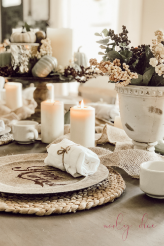 Try this fall table decor on a budget!! #falltabledecor #falltablescape