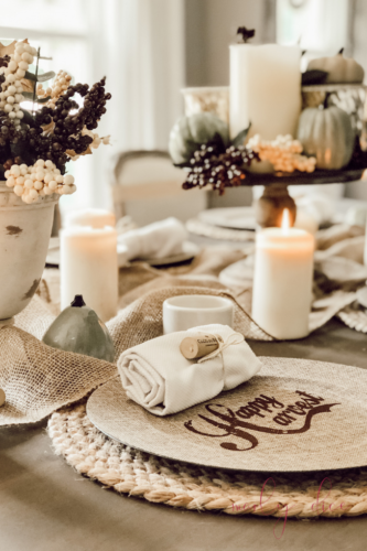 Try this fall table decor on a budget!! #falltabledecor #falltablescape