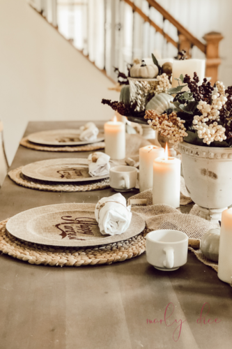 Try this fall table decor on a budget!! #falltabledecor #falltablescape