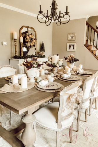 Copy this French farmhouse fall decor on her Buffet! #farmhousefalldecor #frenchfarmhouse