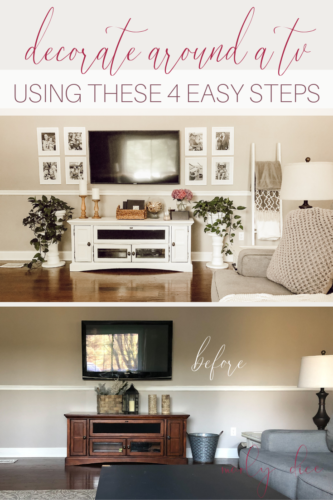 HOW TO decorate around a TV using a fun gallery wall design! #decoratearoundatv #gallerywall