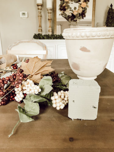 The perfect dollar store craft!! Make this easy Dollar Tree Fall Decor Centerpiece in a few easy steps! #dollartreefalldecor