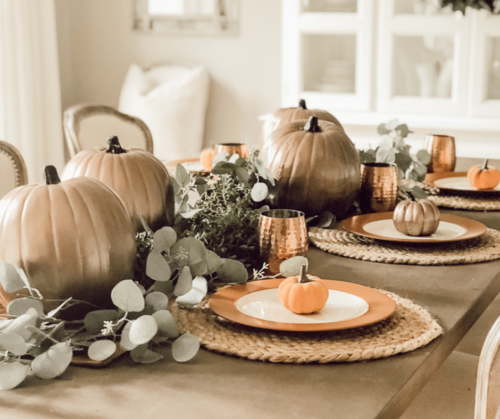Recreate this rustic fall centerpiece with pumpkins in 5 easy steps! #abrickhome #rustifalldecor