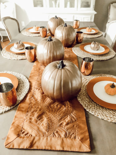 Recreate this rustic fall centerpiece with pumpkins in 5 easy steps! #abrickhome #rustifalldecor