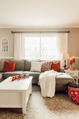 Cozy Christmas Living Room & rustic Christmas Mantel