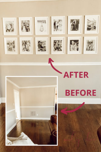 Make an even gallery wall the EASY way! These tricks & tips are genius!! #gallerywall #gallerywallideas