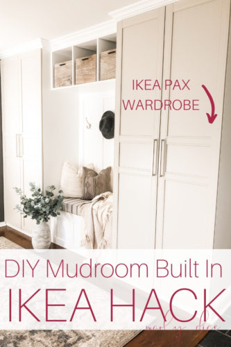 Use this awesome IKEA hack to make this budget-friendly DIY mudroom built in #ikeahack #ikeapax #diymudroom #mudroombuiltin
