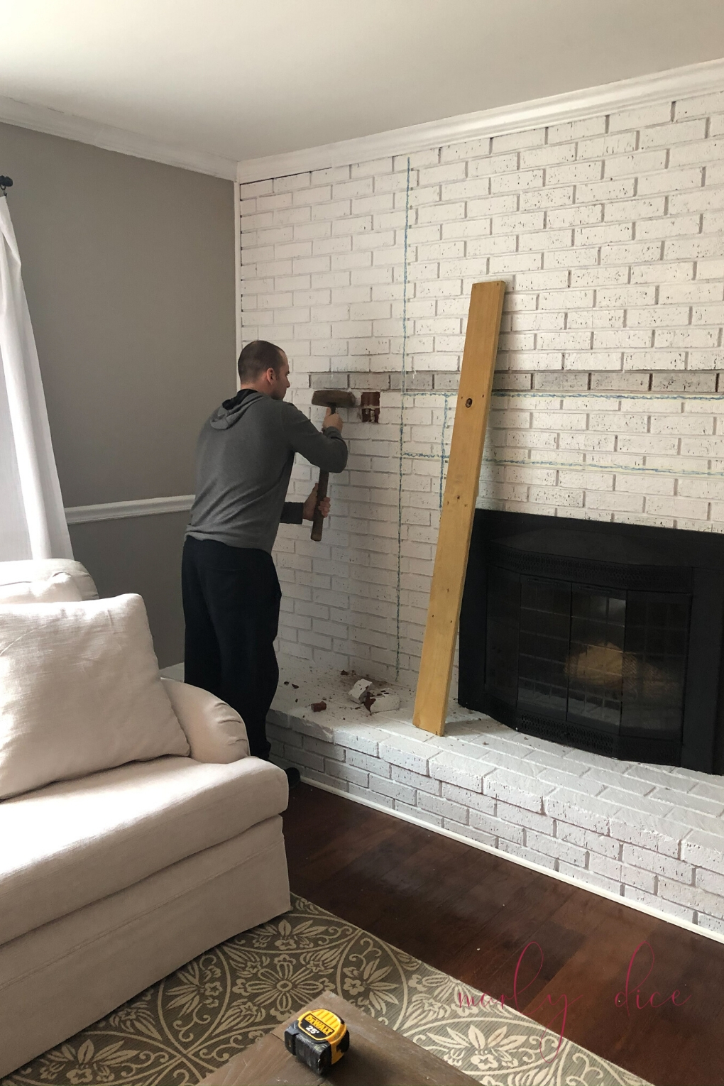 diy-fireplace-makeover-sledge-hammer - Marly Dice