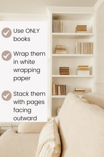 The no-fail way to style a bookshelf that anyone can do using old books. Learn how to get this sophisticated look that'll go well with any decor style! #styleabookshelf