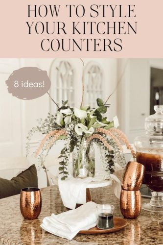 Get eight ideas for how to style your kitchen countertops! #kitchencountertops #kitchenideas