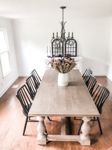 Check out this dining room progress to create a more modern dining room. I love the new dining room chairs! #diningroom