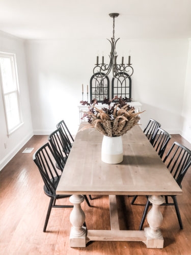 Check out this dining room progress to create a more modern dining room. I love the new dining room chairs! #diningroom