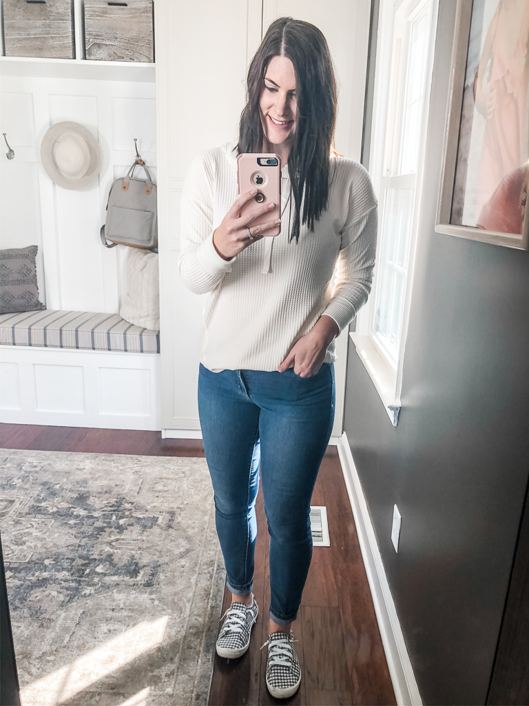 This waffle hoodie is so soft and cozy!