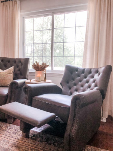 An honest review of the Better Homes and Garden Tufted Push Back recliners. See all my thoughts on these chairs after having them for over a year. #walmartrecliner #reclinerreview
