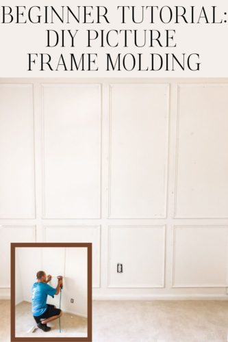 Learn how to install picture frame molding for an accent wall! Measuring tips, spacing, tools you'll need & more. #pictureframemolding #howtoinstallmolding #accentwall #pictureframemoldingaccentwall