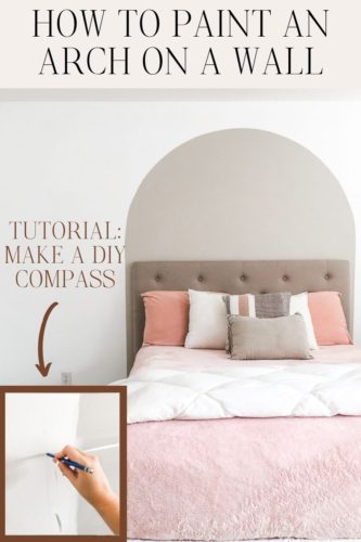Learn how to paint an arch on a wall in any room for a budget-friendly statement! See how she made a DIY compass to make this large arch look symmetrical. #archonawall
