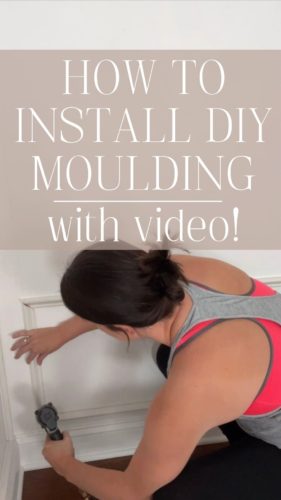Learn how to install DIY wall moulding AKA picture frame moulding in this step-by-step process, which includes video! #diywallmoulding #pictureframemoulding
