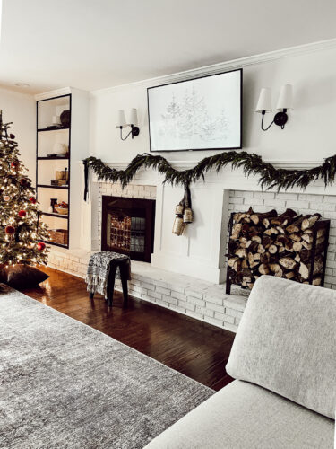 Cozy fireplace mantel decorations that are easy and simple to do! Moody christmas mantel accents, fireplace mantel decorations for the holidays! #christmasmanteldecor #christmasmantle #cozyfireplace