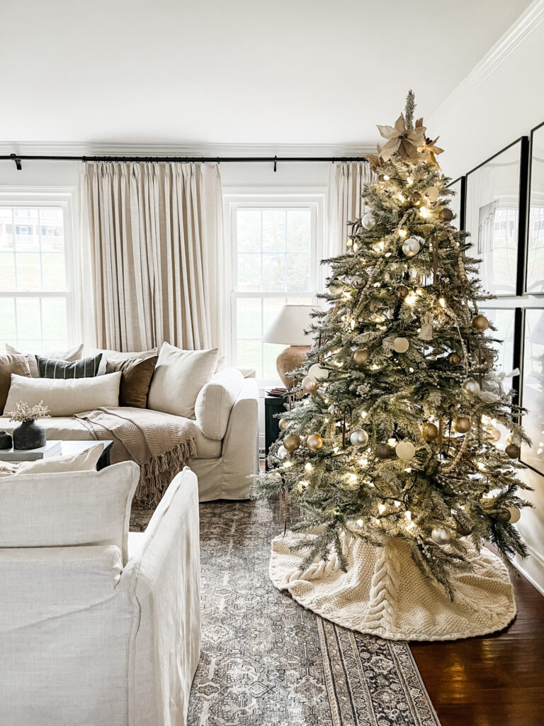 Neutral Christmas Tree Decor & Sitting Room - Marly Dice