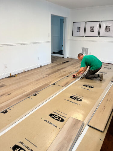 LVP Flooring: Learn our install process, why I love LVP flooring with kids and how well our luxury vinyl plank flooring is holding up with a busy family #lvpflooring #flooret