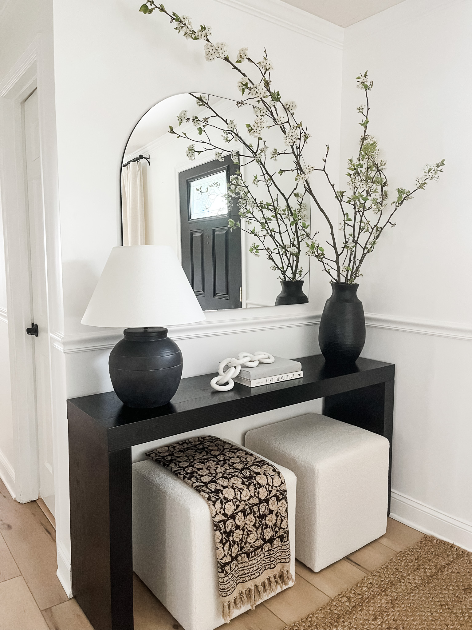 Console Table Spring Decor Using Real Branches - Marly Dice