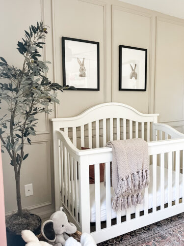 Ideas for a neutral baby girl nursery with rose colored accents