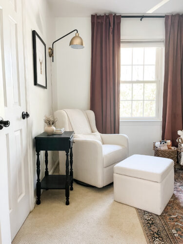 Ideas for a neutral baby girl nursery with rose colored accents