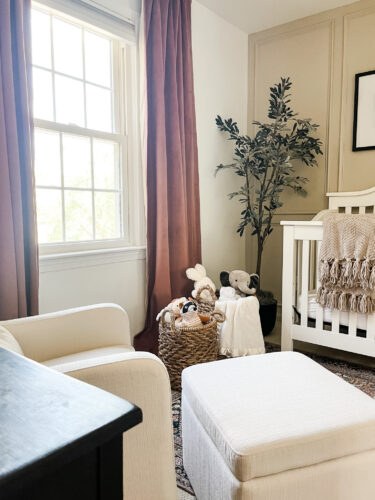 Ideas for a neutral baby girl nursery with rose colored accents
