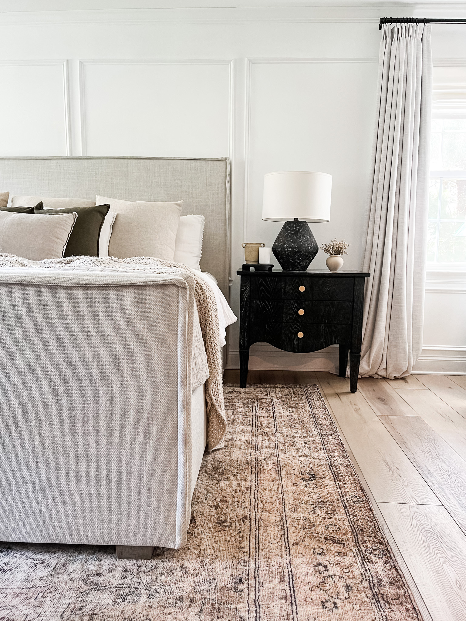 Sophisticated Modern Transitional Primary Bedroom - front nightstand ...