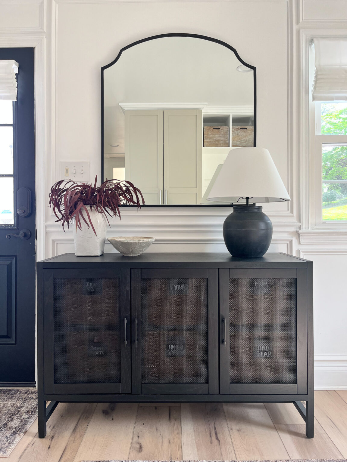 Our Functional Mudroom Reveal With Picture Frame Moulding Marly Dice   Picture Frame Moulding In Our Mudroom Cane Cabinet Straight 1152x1536 