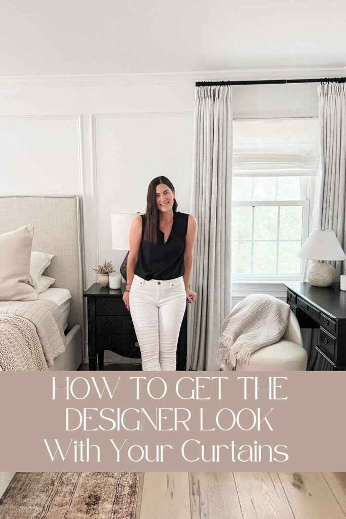 Learn how to get a designer-inspired look with pinch pleat curtains! Specs of my curtains included and tips for buying the right size for your home!