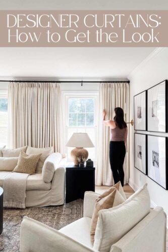 Learn how to get a designer-inspired look with pinch pleat curtains! Specs of my curtains included and tips for buying the right size for your home!