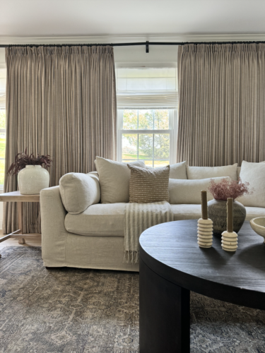 Designer inspired curtains, pinch pleat curtains, #marlydiceblog