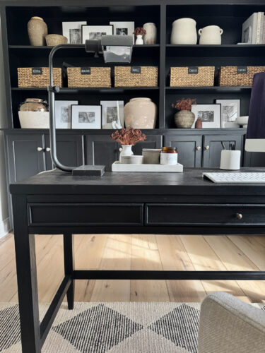 Small home office design, neutral home office #marlydiceblog