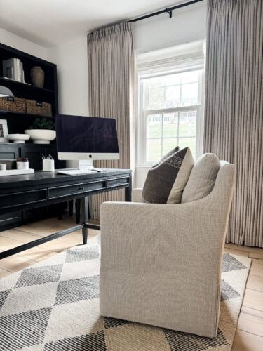 Small home office design, neutral home office #marlydiceblog