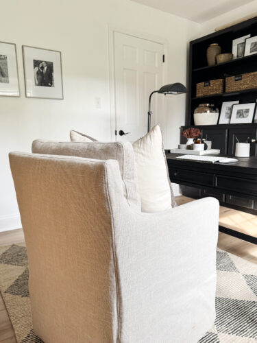 Small home office design, neutral home office #marlydiceblog