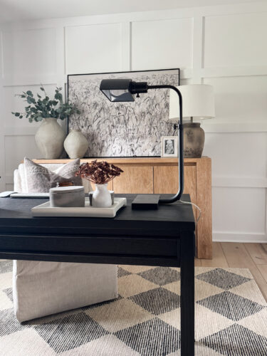 Small home office design, neutral home office #marlydiceblog